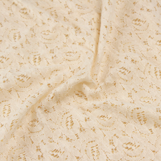 Ivory Floral Crochet Lace Fabric (1 Mtr)