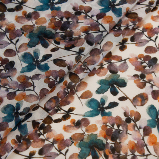 Watercolour Floral Print Organza Sheer Fabric (1 Mtr)