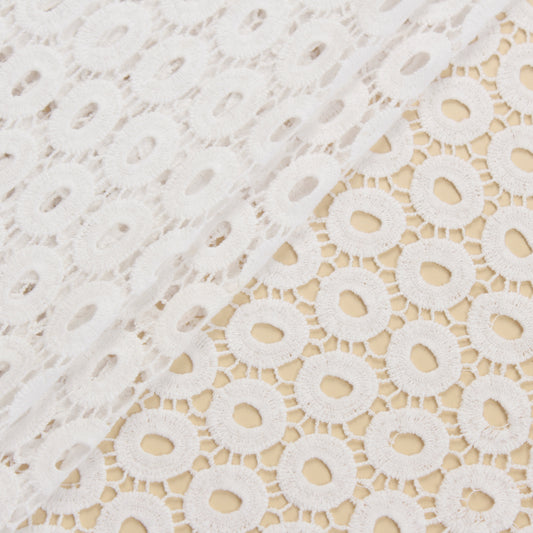 White Eyelet Crochet Lace Fabric (1 Mtr)