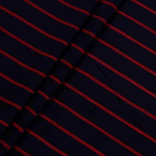 Blue and Red Striped Rayon Fabric (1 Mtr)