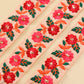 Salmon Pink Floral Embroidered Trim (3 Mtrs)