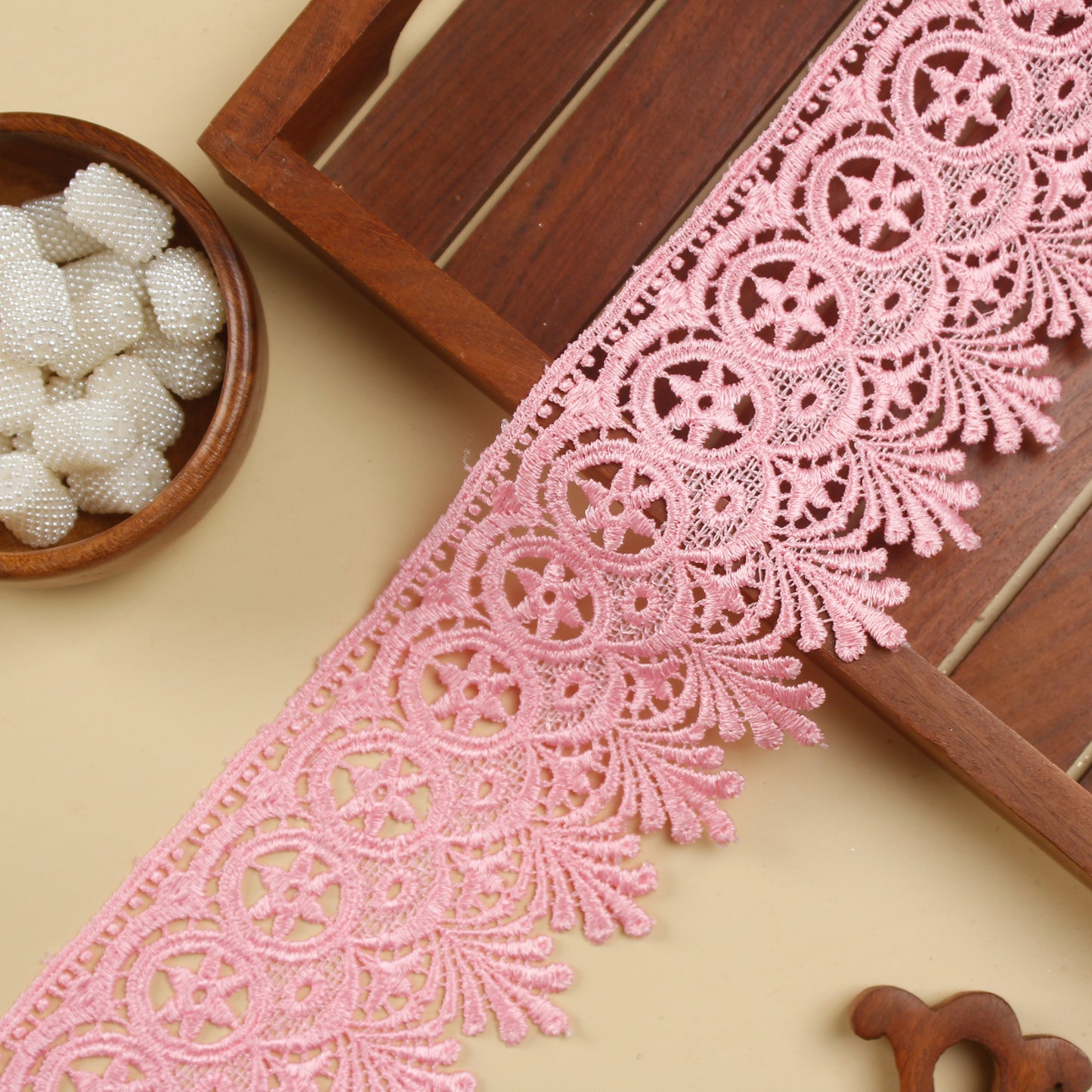 Pink Scalloped GPO Lace Trim (3 Mtrs)