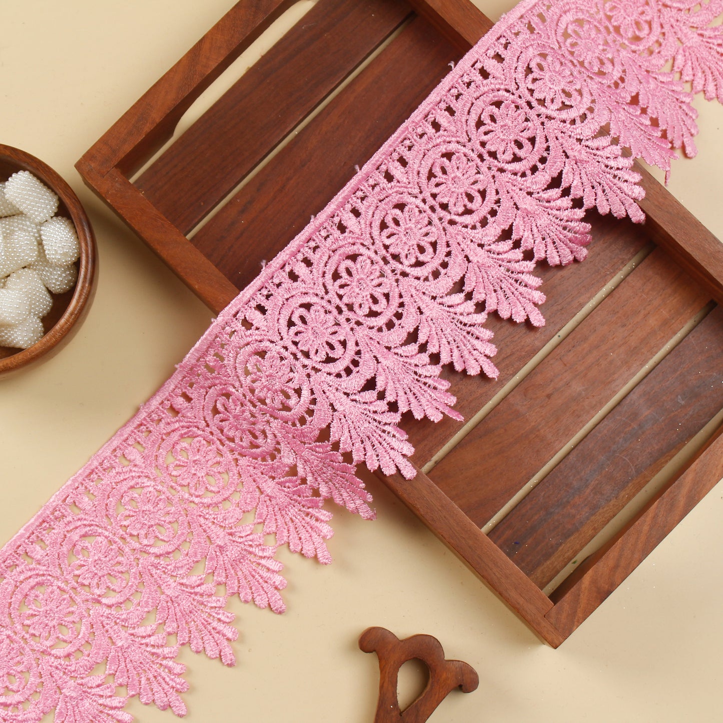 Pink Scalloped GPO Lace Trim (5 Mtrs)