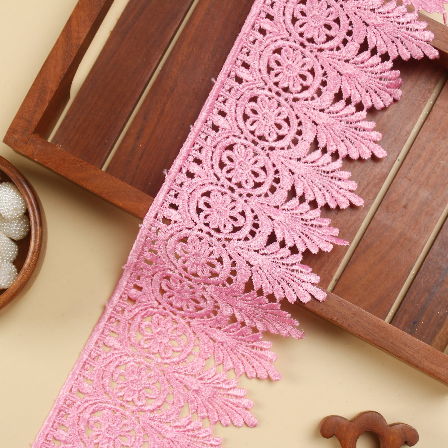 Pink Scalloped GPO Lace Trim (5 Mtrs)