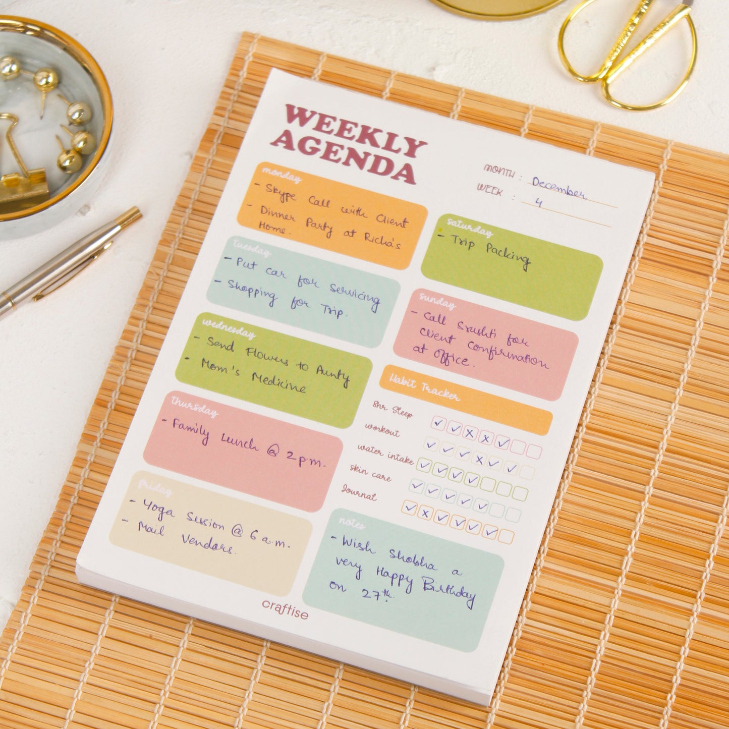 Weekly Agenda Notepad