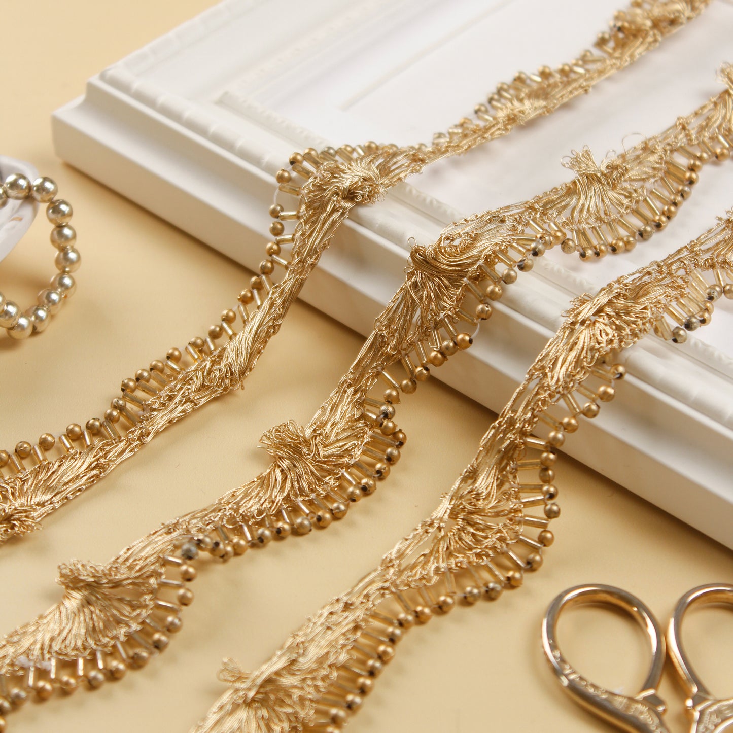 Pale Gold Beaded Trim (9 Mtrs)