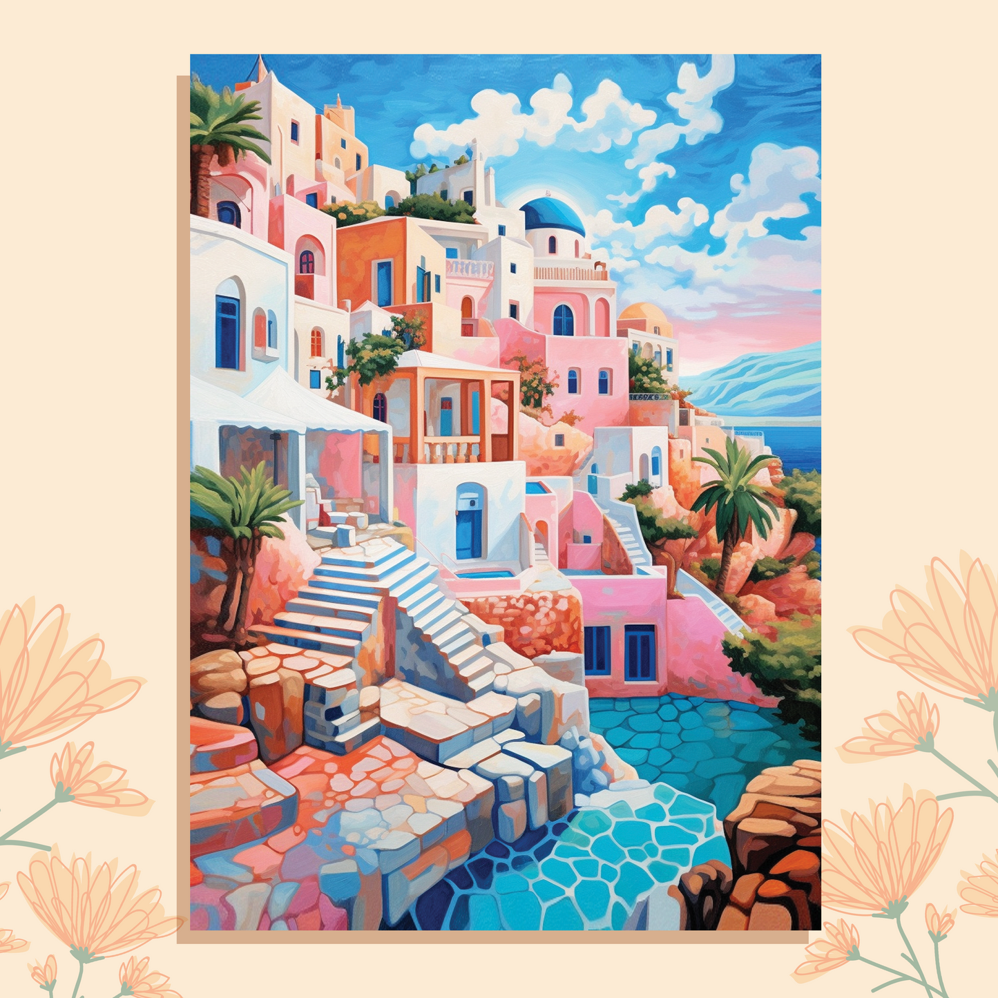 Santorini Strolls Print