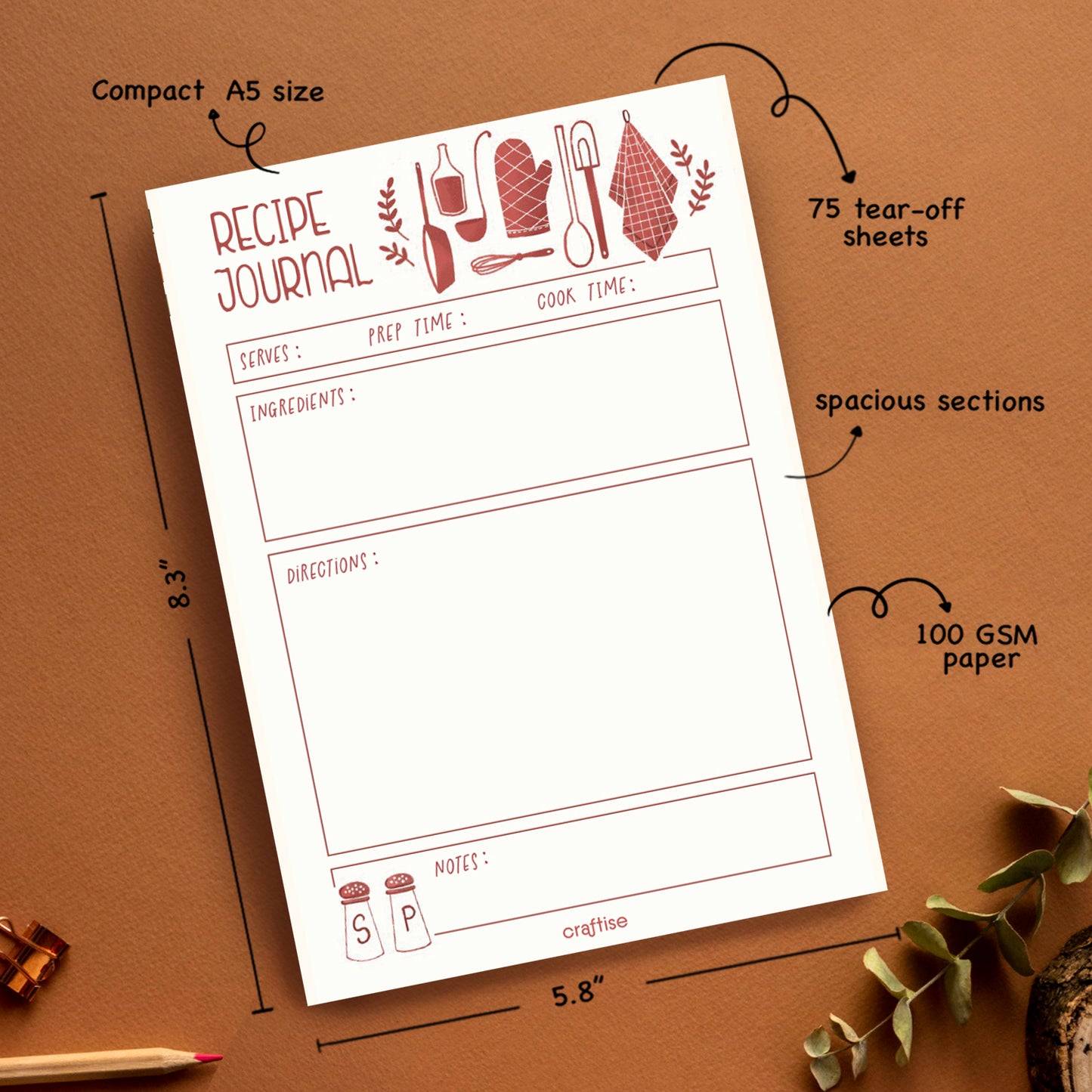 Recipe Journal Notepad