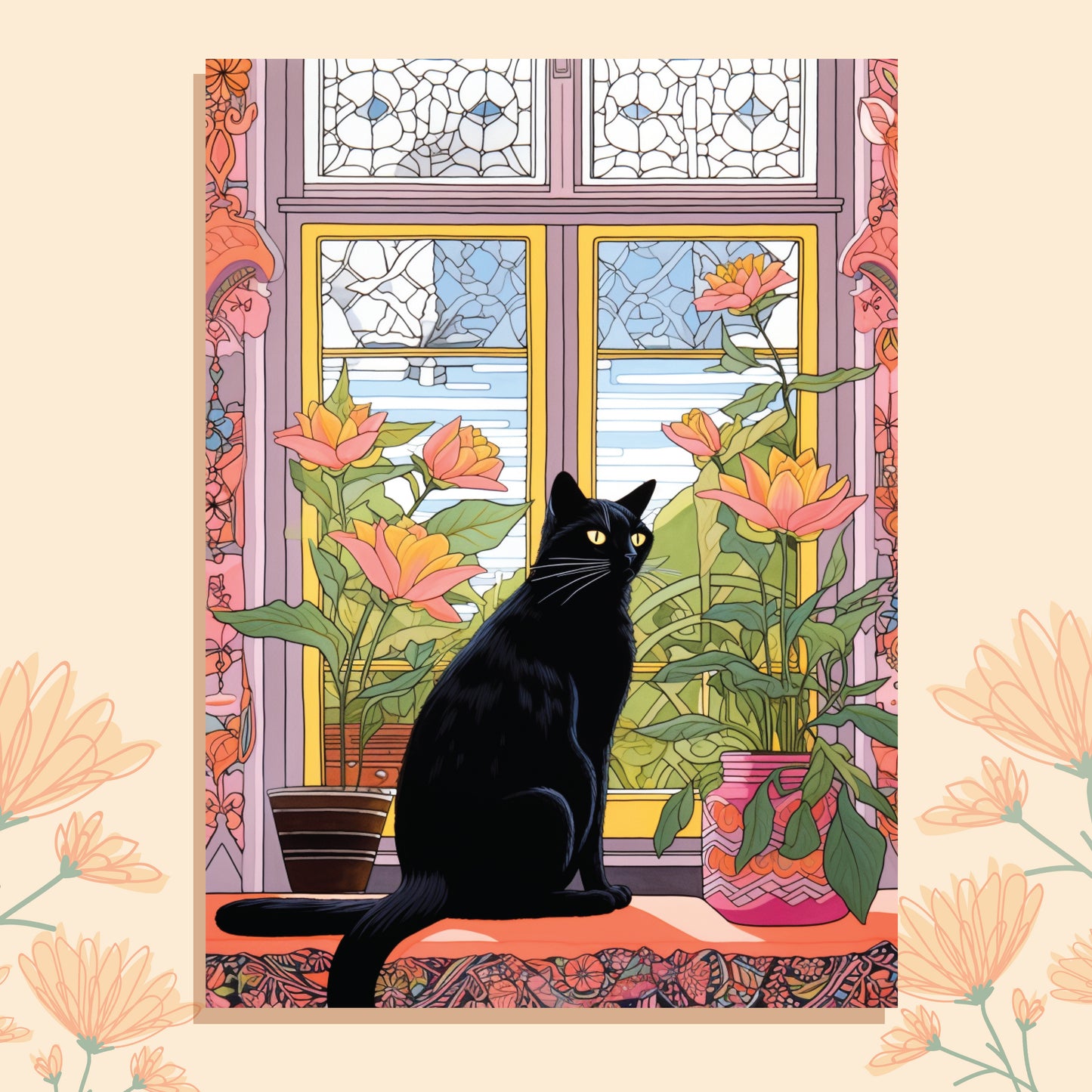 Whiskers and Blooms Print