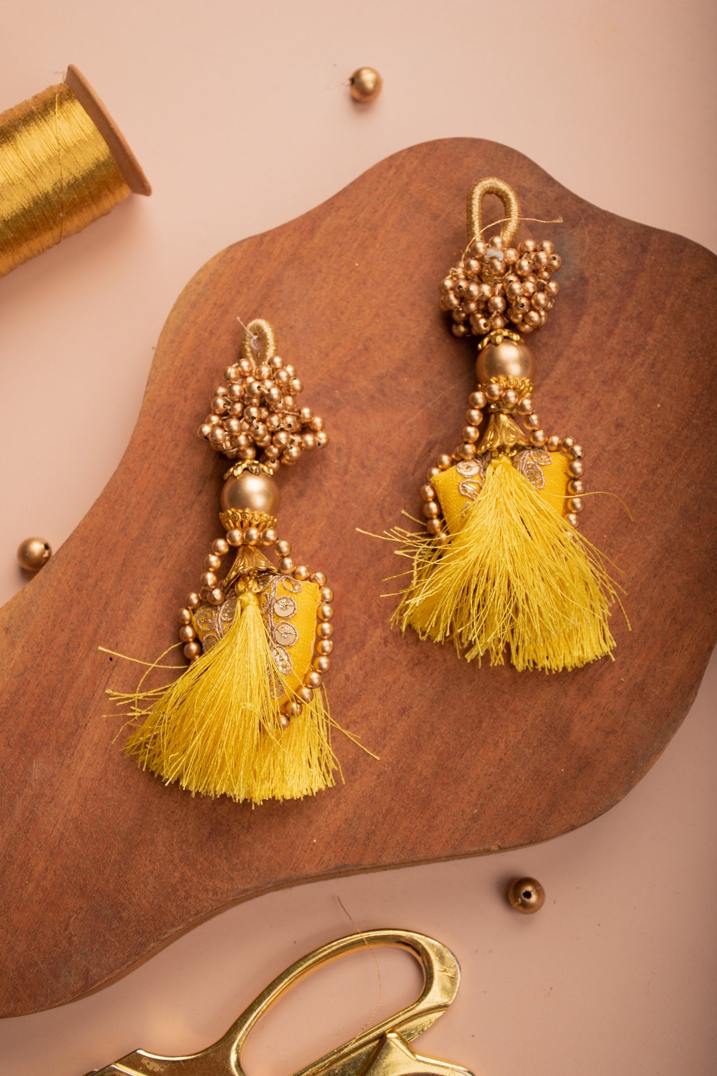 Set of 2 Embroidered Silky Tassel Charms