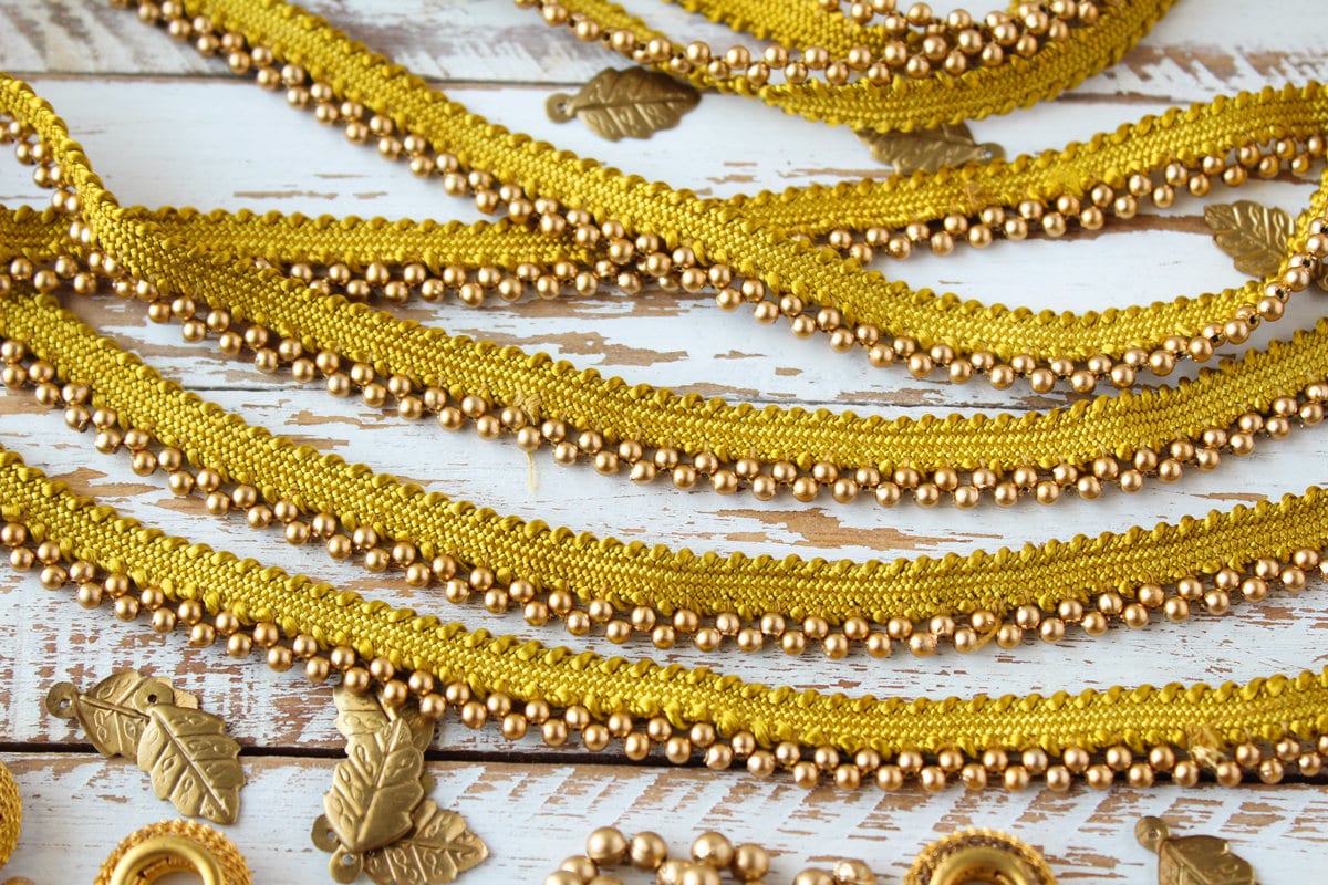 Antique Gold Beaded Trim (9 Mtrs)