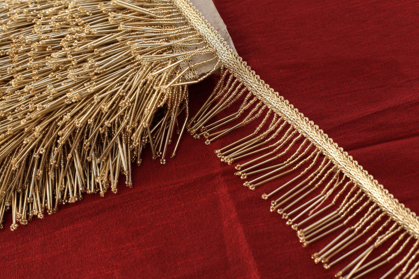 Gold Cutdana Beaded Fringe Trim (3 Mtrs)