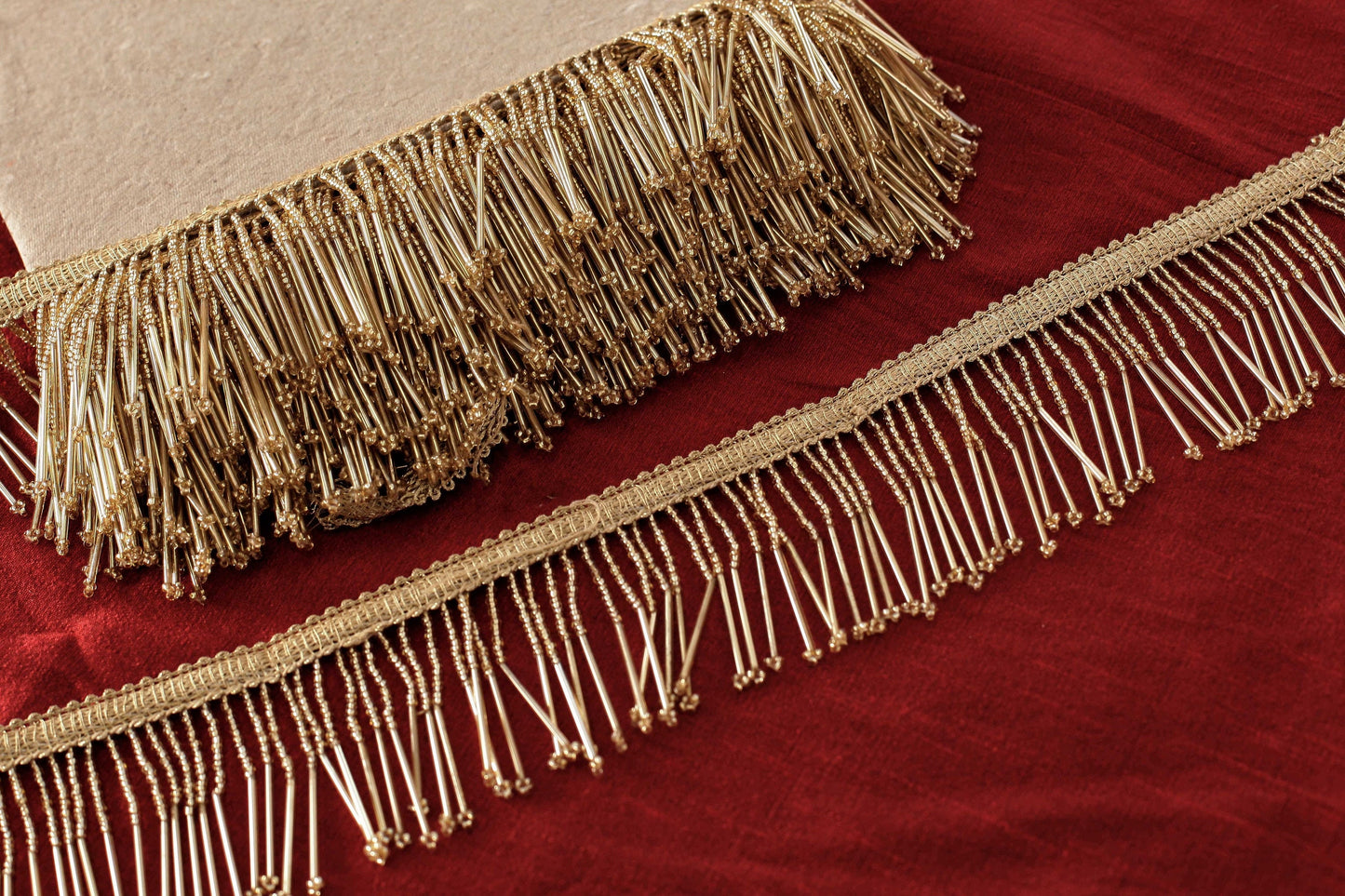 Gold Cutdana Beaded Fringe Trim (3 Mtrs)