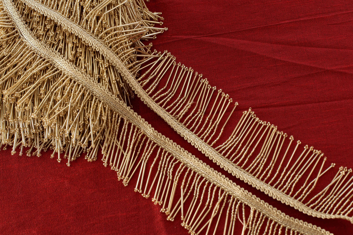 Gold Cutdana Beaded Fringe Trim (3 Mtrs)