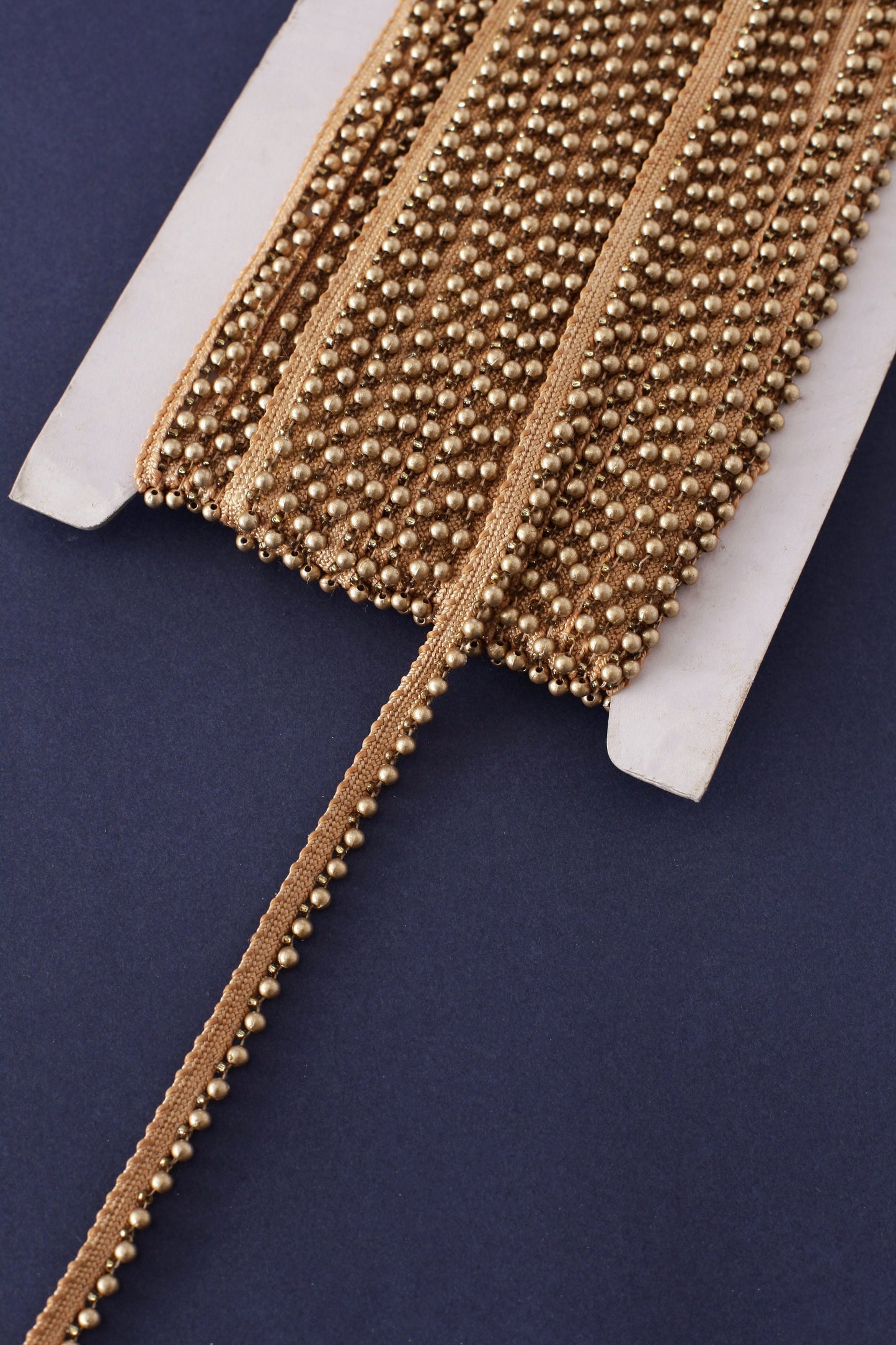 Dull Gold Beaded Piping Trim (3 Mtrs)