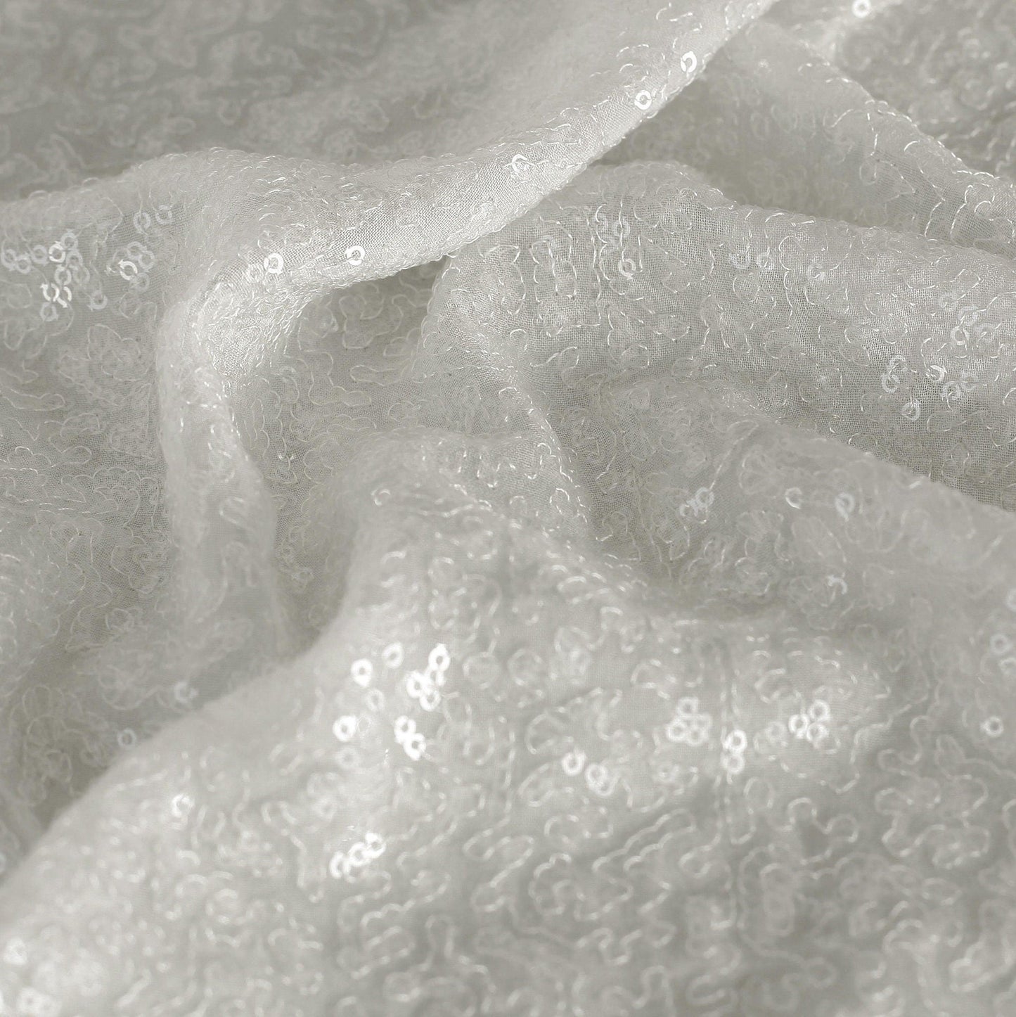 White Sequin Georgette Fabric (1 Mtr)