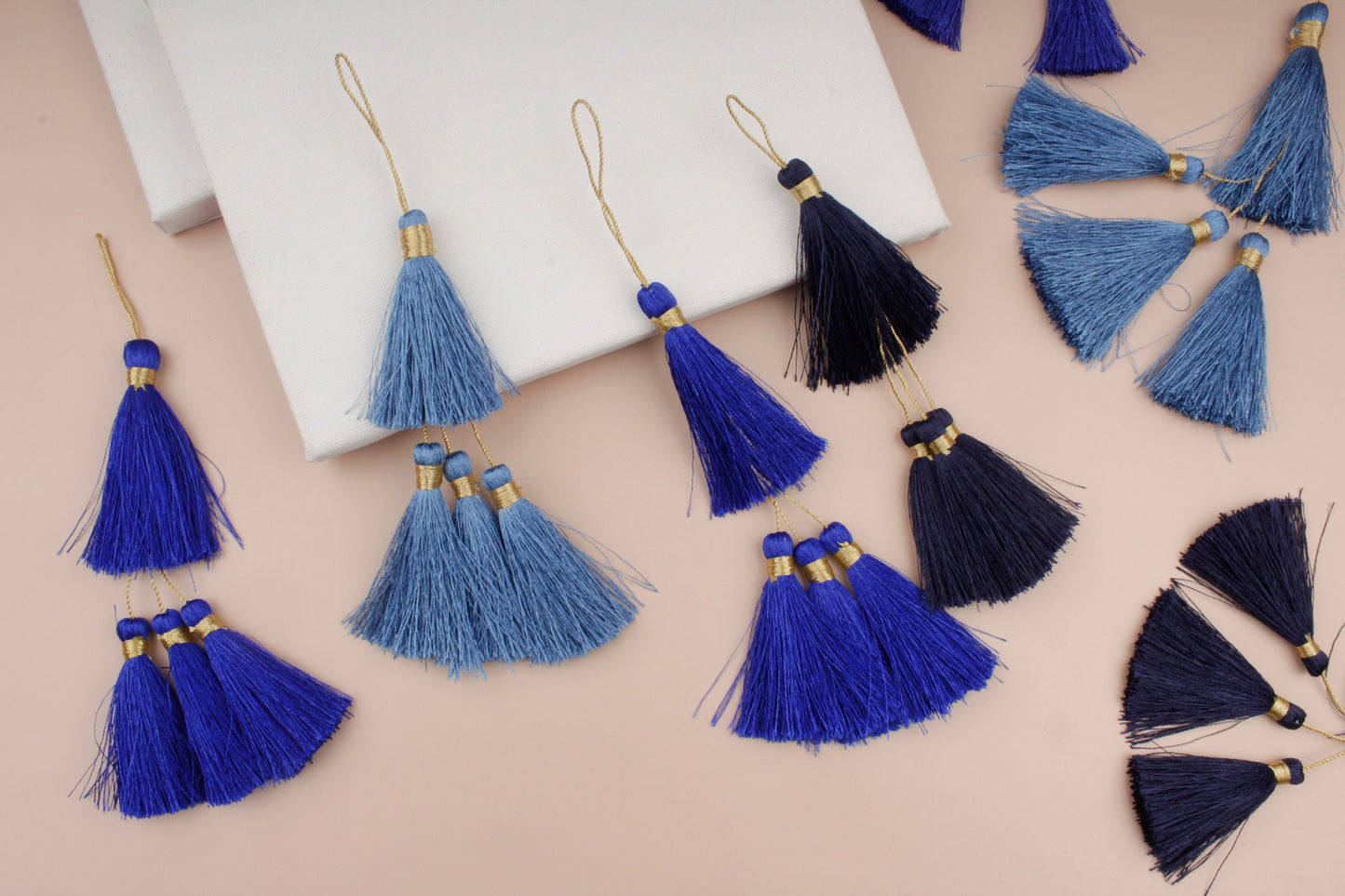 Set of 2 Blue Silky Tassels