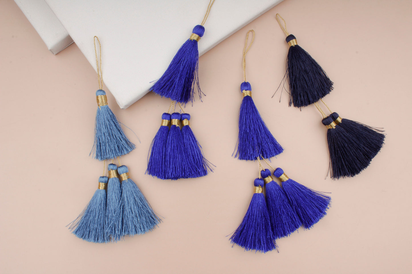 Set of 2 Blue Silky Tassels