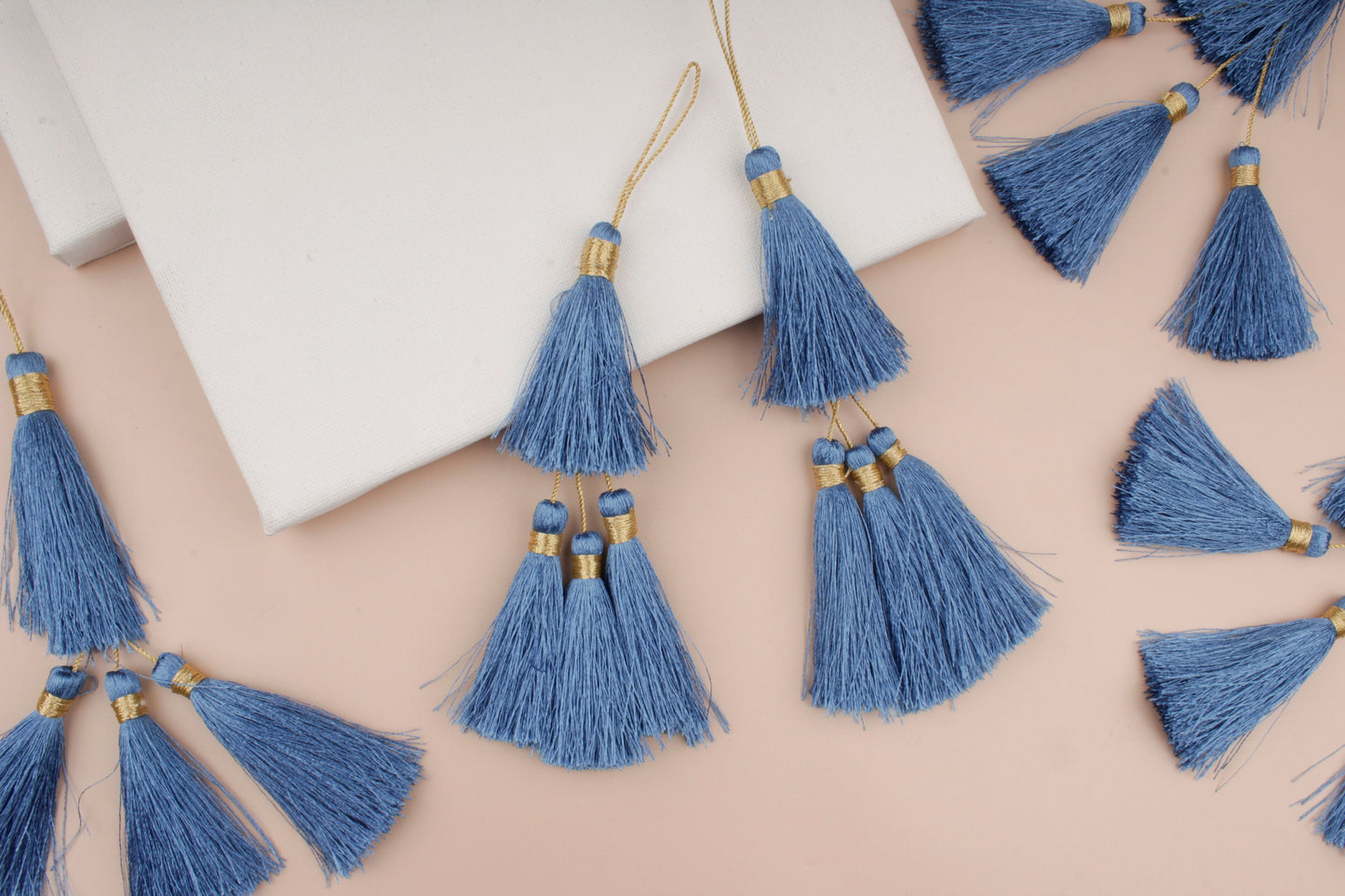 Set of 2 Blue Silky Tassels