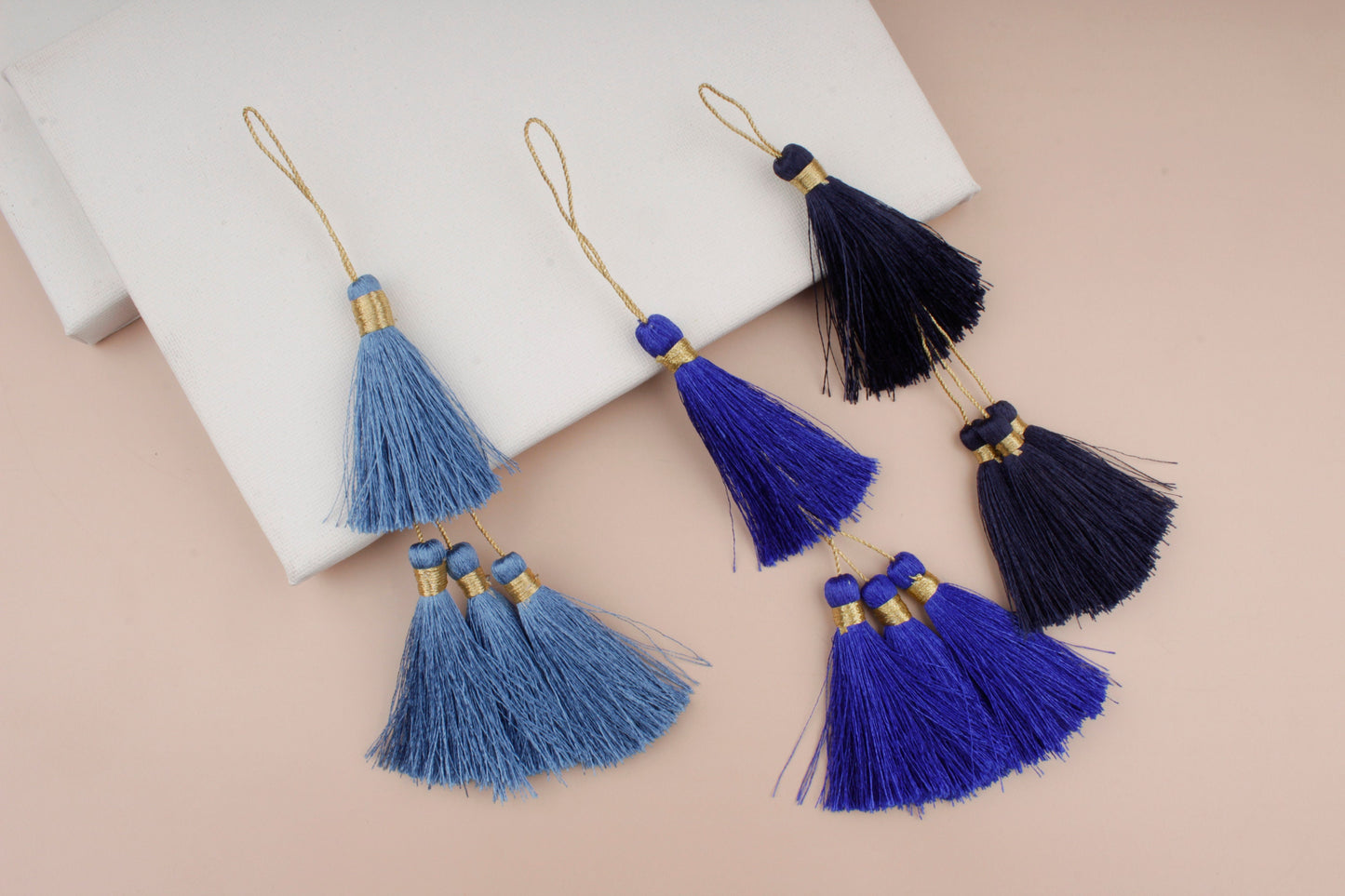 Set of 2 Blue Silky Tassels