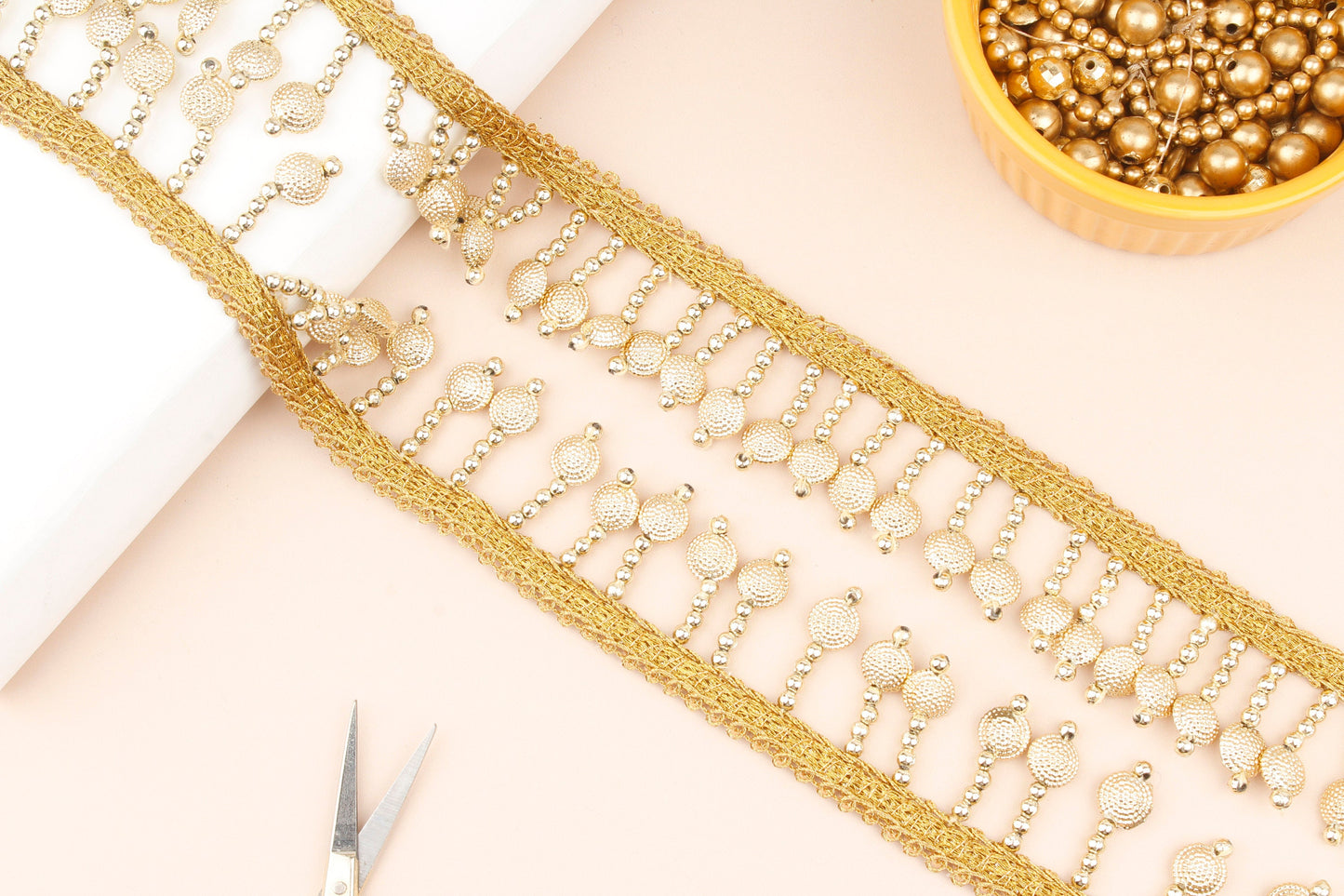 Gold Beaded Fringe Tassel Trim (3 Mtrs)